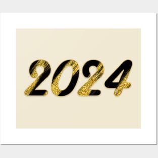 2024 gold and black Posters and Art